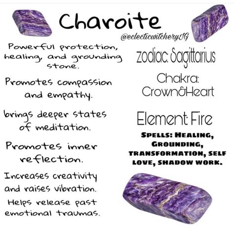 Charoite Crystal Meaning, Charoite Meaning, Crystal Powers, Earth Vibes, Crystal Identification, Minerals Crystals Stones, Crystal Seashells, Crystal Healing Chart, Grounding Techniques