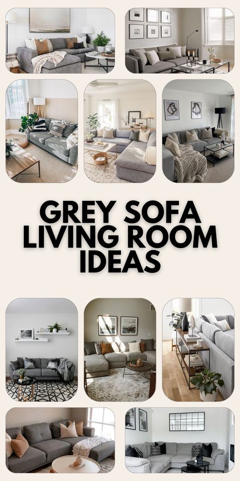 Innovative Grey Sofa Living Room Ideas for Modern & Cozy Spaces Christmas Decor Gray Couch, Grey And Wood Living Room Ideas, Living Room Designs Vintage, Grey Sofa Living Room Ideas, Gray Sofa Styling, Grey Sectional Couch, Sofa Gris, Gray Sofa Living, Sofa Living Room Ideas