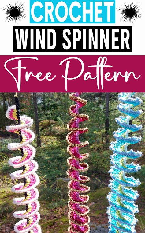 Wind Spinner Crochet Windspinner Free Pattern, Wind Spinner Crochet Pattern Free, Wind Spinners Haken, Crochet Wind Chimes, Crocheted Wind Spinners Free Pattern, Crochet Wind Spinners Free Pattern, Crochet Wind Spinners Diy How To Make, Windspinner Crochet, Wind Spinners Crochet