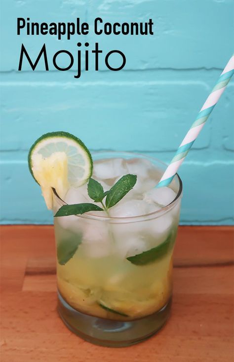 Pineapple Coconut Mojito recipe. Perfect cocktail for a hot summer day.