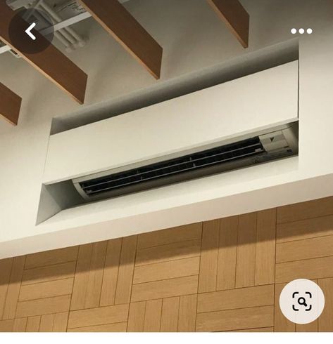 Modern Air Conditioner, Air Conditioner In Kitchen, Aircondition Design Living Room, Hiding Air Conditioning Units Indoor, Ac Hiding Ideas, How To Hide An Air Conditioner Unit, How To Hide Split Ac Unit, Split Ac In Living Room, Ac Unit Cover Indoor