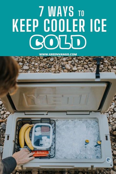 Nothing is worse than waterlogged cooler food or lukewarm drinks. Whether you're camping, living in a van, or just traveling, use these tips to maximize the lifespan of your cooler's ice! #camping #campingideas #cooler #coolertips #campingtips #campingfood #vanlifecooler #vanlifeaesthetic How To Keep Cooler Cold While Camping, Best Way To Pack A Cooler, How To Make Ice Last Longer In Cooler, Best Coolers For Camping, Packing A Cooler For Camping, Cooler Organization Camping, How To Pack A Cooler, How To Pack A Cooler For Camping, Camping Cooler Hacks