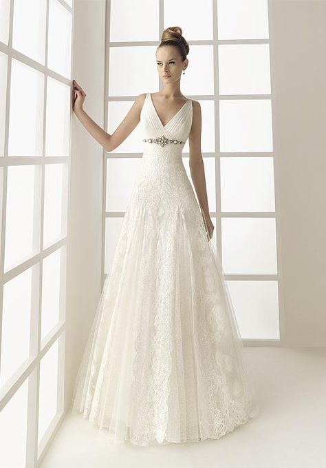 princess portrait floor length attached plumeti tulle/ rebrode lace wedding dress - dress2014.com Rhinestone Wedding Dress, Floor Length Wedding Dress, Wedding Dress Champagne, White Wedding Dress, A Wedding Dress, Ivory Wedding Dress, Satin Wedding Dress, Satin Wedding, Perfect Wedding Dress