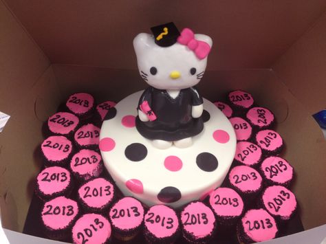 Hello Kitty Graduation Party Ideas, Hello Kitty Graduation Cakes, Hello Kitty Graduation Party, Hello Kitty Graduation, Cake Hello Kitty, Hello Kitty Theme Party, Graduation Images, Hello Kitty Decorations, Graduation Cap Decoration Diy