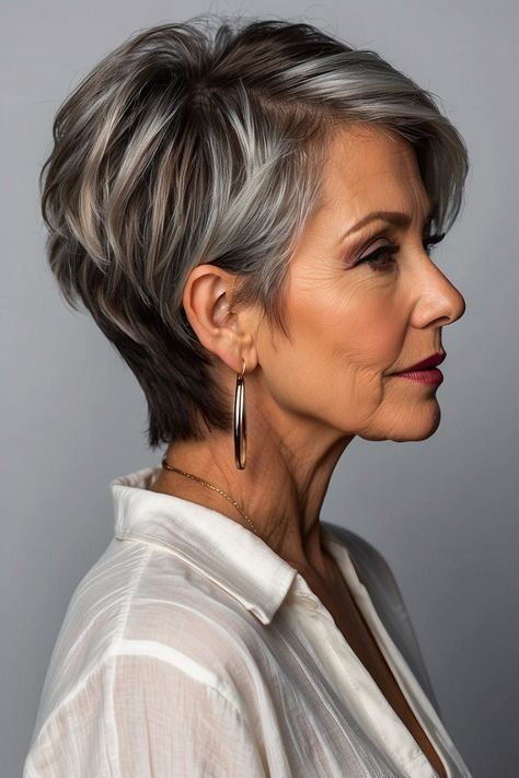 If you have been wearing the same hairstyle for ten years or more, it is time to look for something new. We asked a top hairstylist to share the best hairstyle changes you can make to help you appear more youthful and feel your best. 80 Year Old Hairstyles, Short Hairstyle Women 60 Years Old, Short Hair 50 Year Old Women, Short Haircut Back View, Older Women Short Hairstyles, Helen Mirren Hair, Older Women's Hairstyles, Crop Hair, Old Hairstyles