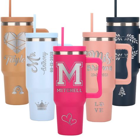 PRICES MAY VARY. ✅ CUSTOM GIFTS FOR TUMBLER: Click 'CustTomize Now' to add text or name on your personalized tumbler for women. You deserve to get this 40oz engraved name personalized tumblers with lids and straws. ✅ PERSONALIZED GIFT: Custom tumbler Personalized travel mug cups can add meaningful text as a unique gift for your family, friend and workmate on Birthday, Mother's Day, Father's Day, Christmas, Valentine's Day, Halloween, Anniversary. ✅ REFILL LESS: 40oz personalized tumbler with han Tumbler Cups With Names, Personalized Tumbler Ideas, Tumbler Gift Ideas Filled, 20 Oz Tumbler Ideas, Halloween Anniversary, Personalized Gifts For Women, Camping Wedding, Sports Office, Personalized Travel Mugs