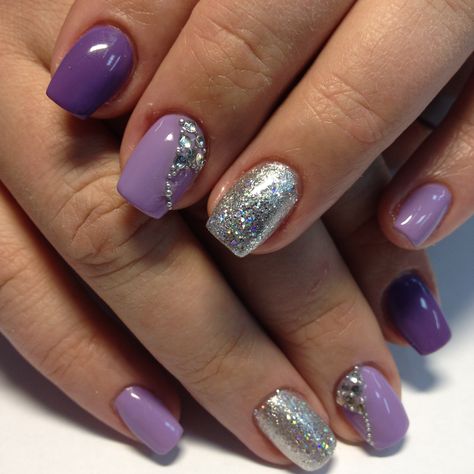 Purple And Silver Nails Ideas, Purple And Grey Nail Designs, Purple And Silver Nail Ideas, Grey And Purple Nails, Purple And Silver Nails Acrylic, Purple And Grey Nails, Purple Wedding Nails For Bride, Purple And Glitter Nails, Silver And Purple Nails