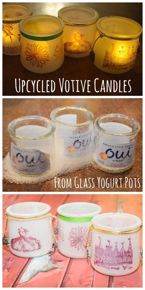 Oui Yogurt Jars Ideas Diy, Oui Yogurt Jars Ideas, Oui Yogurt, Yogurt Jars, Jars Ideas, Crafts With Glass Jars, Wine Bottle Diy Crafts, Wine Bottle Diy, Floating Shelves Diy