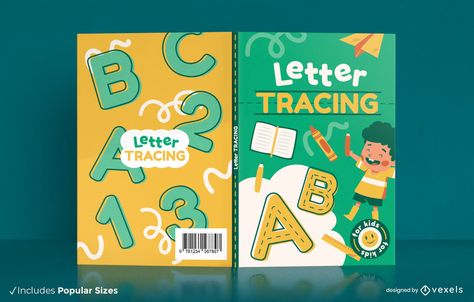 Letter tracing book cover design Busy Book Cover Ideas, Kids Book Cover Design Ideas, Cover Drawing Ideas, Kids Book Cover, Tracing For Kids, Diary Cover Design, Cover Drawing, Kids Graphic Design, Art Books For Kids