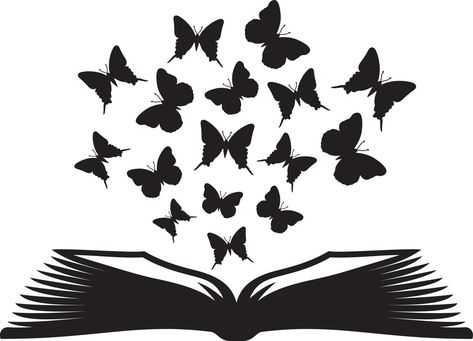 Open Book Silhouette, Butterflies Silhouette, Book Silhouette, Bokeh Background, Butterflies Svg, Open Book, Art Class, Art Classes, Vector Art