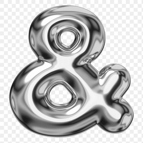 Silver Typography, Ampersand Sign, 3d Chrome, 5 Balloons, Frame Logo, Metallic Balloons, Silver Numbers, Balloon Design, Number Balloons