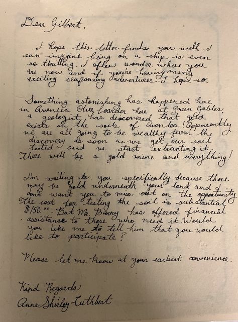 Anne With An E Letter To Gilbert, Gilbert’s Letter To Anne, Gilbert's Letter To Anne, Vintage Love Letters Aesthetic, Anne With An E Poster, Anne And Gilbert, Anne White, Handwritten Letter, Gilbert And Anne