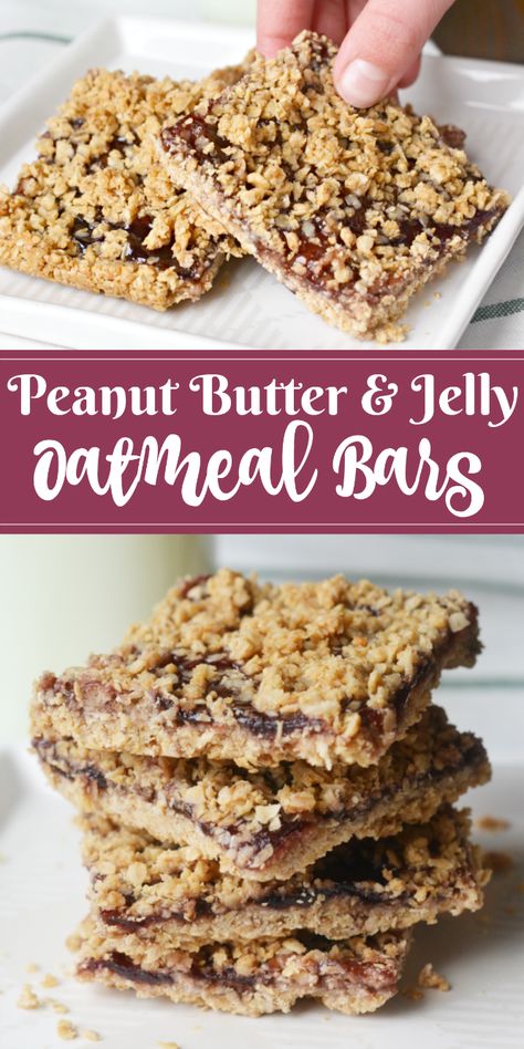 The Life of Jennifer Dawn: Peanut Butter and Jelly Oatmeal Bars Snacks Made With Oats, Peanut Butter And Jelly Oatmeal Bars, Recipes With Jelly, Jelly Oatmeal Bars, Peanut Butter And Jelly Oatmeal, Oatmeal Bars, Peanut Butter And Jelly, Peanut Butter Jelly, Food Snacks