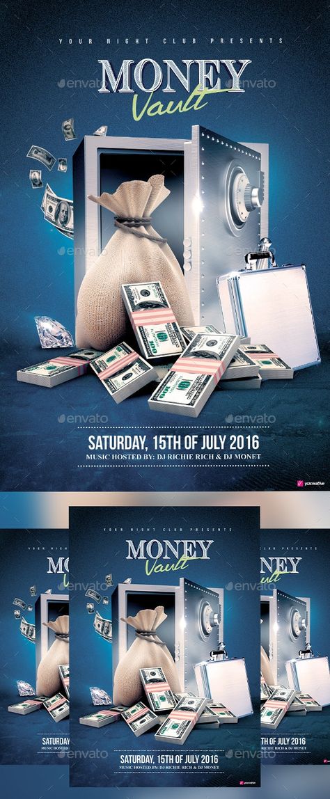 Money Vault, Business Consultant Services, Money Design Art, Banks Ads, Creative Dance, Money Poster, Party Flyers, Social Media Advertising Design, Money Design