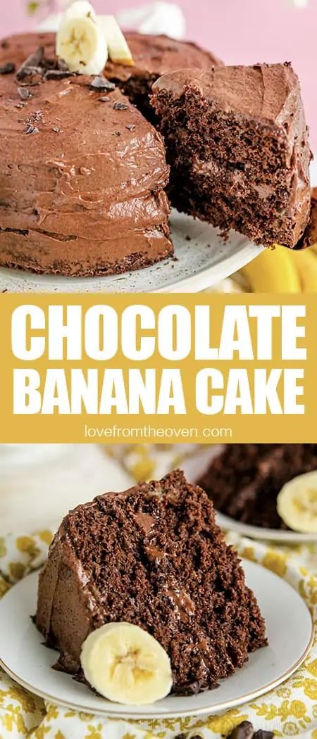 Easy Chocolate Banana Cake • Love From The Oven Banana Cake Frosting, Banana Cake Mix, Banana Frosting, Chocolate Cake Mix Recipes, Banana Cake Recipe Easy, Box Cake Recipes, Banana Bundt Cake, Love From The Oven, Chocolate Banana Cake