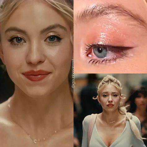 Cassie Makeup Looks, Sydney Sweeney Eye Makeup, Cassie Howard Makeup, Euphoria Makeup Cassie, Cassie Makeup, Pink Skin Tone, Cassie Howard, Lily Rose Depp Style, Brown Girls Makeup