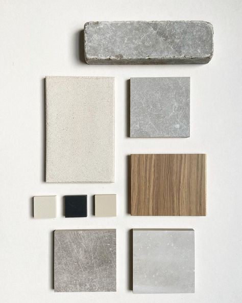 Minimal Interior Design Moodboard, Material Mood Board Architecture, Minimalism Moodboard Interior, Architecture Material Palette, Material Moodboard Architecture, Exterior Material Palette, Interior Design Materials Board, Architecture Material Board, Material Boards Interior Design