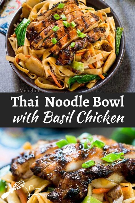 Thai Noodle Bowl, Chicken Noodle Bowl, Chicken Noodles Recipe, Noodle Bowls Recipes, Chinese Bowl, Thai Basil Chicken, Chicken Recipes Boneless, Asian Noodle Recipes, Dinner Bowl