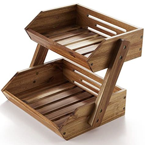 Basket For Dishes, Fruit Display Tray, Creative Kitchen Storage Fruit, Using Baskets For Display, Kitchen Fruit Storage Minimalist, Counter Top Storage 2 Tier Fruits, Potato Storage Apartment, Vegetable Basket Storage, Wooden Bowl Storage