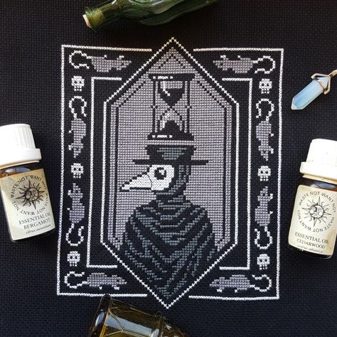 Doctor Party, Halloween Cross Stitch Charts, The Plague Doctor, Plague Doctors, Cross Stitch Quotes, Halloween Cross Stitch Patterns, Halloween Cross Stitch, Halloween Cross Stitches, The Plague