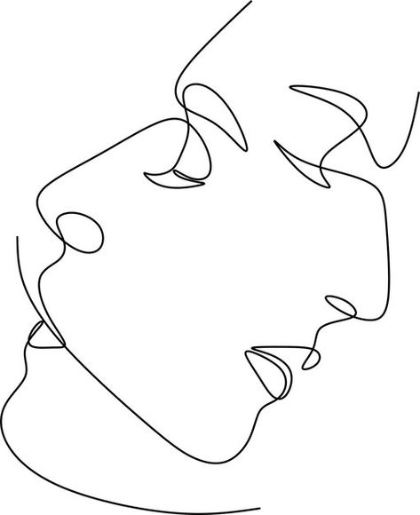 Linear lovers man and woman faces in min... | Premium Vector #Freepik #vector #faces-vector #face-vector #line-art-vector #face-drawing One Continuous Line Drawing, Male Face Drawing, Vector Face, Face Line Drawing, Human Logo, Draw Two, Face Lines, Continuous Line Drawing, Continuous Line