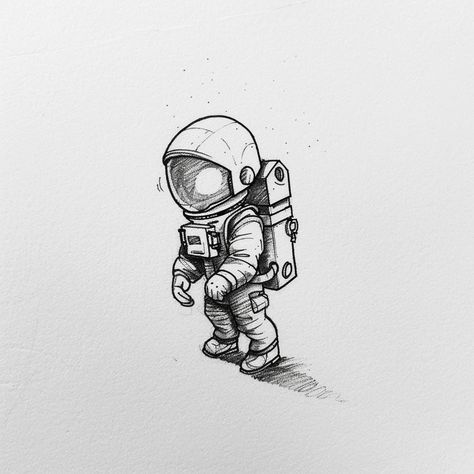 Embrace the allure of exploration with this whimsical pencil sketch of a dainty cartoon astronaut, stepping into the unknown with joy. This sketch captures the spirit of adventure, reminding us of the playfulness in discovery. Save & follow for a daily dose of charm. Let this astronaut lead you into a universe of imagination and dreams. 🌠✨ #AstronautArt #SketchInspiration #ExploreTheStars #WhimsicalArt #PencilDrawing #ArtLovers #AIimage Cartoon Astronaut Tattoo, Space Cadet Tattoo, Space Art Sketch, How To Draw An Astronaut, Astronaut Tattoo Stencil, Astronaut Tattoo Design, Spaceman Tattoo, Astronaut Doodle, Astronaut Sketch