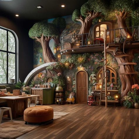 7+ Innovative Loft Playroom Ideas for Endless Fun • 333+ Images • [ArtFacade] Fantasy Playroom Ideas, Magical Playroom Ideas, Narnia Playroom, Kids Loft Playroom, Fairytale Playroom, Loft Playroom Ideas, Fantasy Playroom, Luxury Playroom, Forest Playroom