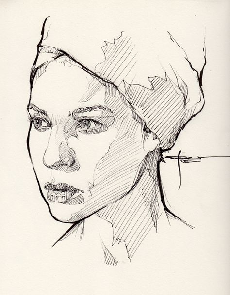 Ink-portrait-009 by https://mekhz.deviantart.com on @DeviantArt Portrait Ink Drawing, Ink Drawing Portrait, Portrait Styles Drawing, Quick Portrait Drawing, Ink Face Drawing, Hatching Faces, Quick Portrait Sketches, Quick Sketches Of People, Pen And Ink Portraits