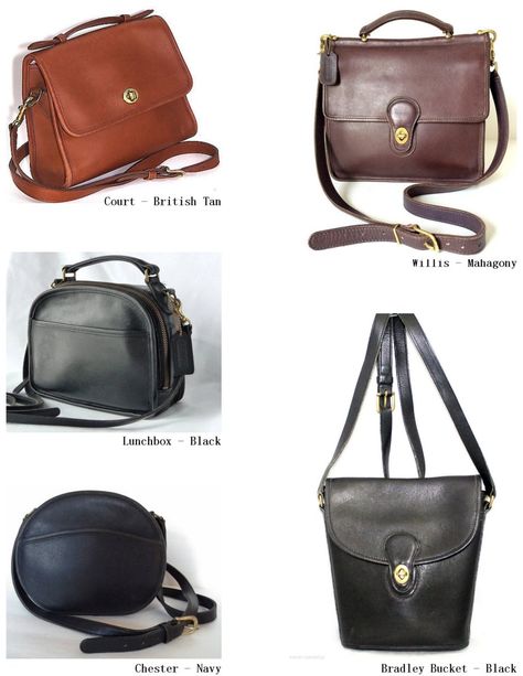 Click this image to show the full-size version. Vintage Coach Catalog, Vintage Coach Bags For Everyday, Coach Catalog, Dark Academia Bag, Vintage Coach Bags With Leather Handles, Vintage Coach Bags 1970s, Coach 1941 Bags, Coach Aesthetic, Handbag Repair