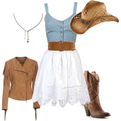 Nice contemporaneous chic country outfit! Will love to go down to savannah for square dancing in this!;-) Vestidos Country, Mode Country, Vetements Shoes, Cowgirl Dresses, Fest Outfits, Country Style Outfits, Cute Country Outfits, Looks Country