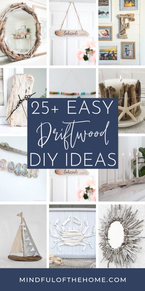 Looking for some driftwood DIY ideas for your next home decor project? Check out some of the best crafts and tutorials using driftwood that will be perfect for a coastal or boho home. #DIY #coastal #homedecor #crafts #driftwood #beach Things To Make With Driftwood, Driftwood Diy Ideas, Driftwood Shelves, Coastal Diy, Beachy Crafts, Diy Driftwood, Driftwood Wreath, Driftwood Diy, Driftwood Art Diy