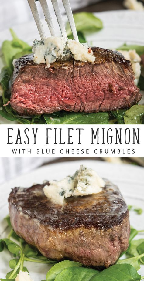 Blue Cheese Filet Mignon, Steak With Blue Cheese Crumbles, Mid Century Modern Bedroom Bed Frames, Easy Filet Mignon, Anniversary Dinner Recipes, Bedroom Bed Frames, Steak Ideas, Cheese Steaks