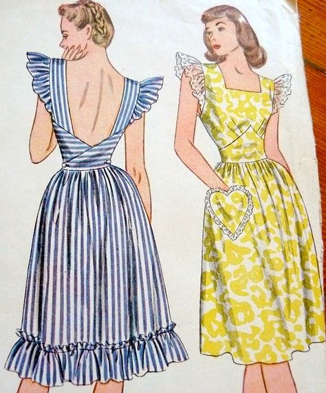 Make your own Pinafore! Or let us do all the work! www.revivallclothing.com    Vintage sewing pattern: pinafore dress 1940s | Blogged here.… | vintagemode | Flickr Vintage Pinafore, Summer Dresses Diy, Simplicity Patterns Dresses, Summer Dress Patterns, Trendy Sewing, Vintage Dress Patterns, Retro Mode, 1940s Dresses, Couture Vintage