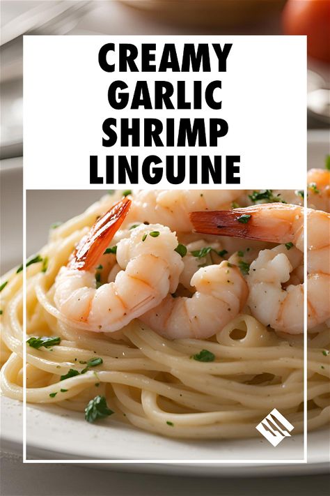 Creamy Garlic Shrimp Linguine – santokuknives Garlic Shrimp Linguine, Creamy Garlic Shrimp, Shrimp Linguine, Linguine Pasta, Antipasto Platter, Frozen Shrimp, Steamed Vegetables, Garlic Shrimp, Creamy Pasta