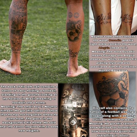 Neymar Tattoo Design, Neymar Back Tattoo, Neymar Leg Tattoo, Neymar Tattoo, Jr Neymar, Neymar Jr Tattoos, Tattoos Leg, S Tattoos, Tattoos Meaning