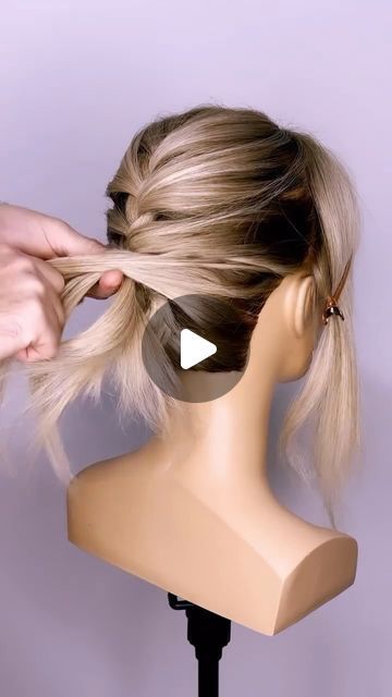 Short Hair Hair Dos For Wedding, Short Blonde Hair Upstyles, Easy Updos For Medium Hair Braid, Hair Up Do For Short Hair, Hairdo For Shoulder Length Hair, Loose Updo Short Hair, Mid Length Updo Tutorial, Faux Hawk Updo Short Hair, Hairstyles For Shoulder Length Hair Updo