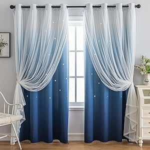 Sky Blue Curtains Bedroom, 2 Layer Curtains, Dark Blue Room Decor, Turquoise Room Decor, Curtain Ideas For Bedroom, Princess Curtains, Blue Kids Room, Girls Room Curtains, Curtains For Kids