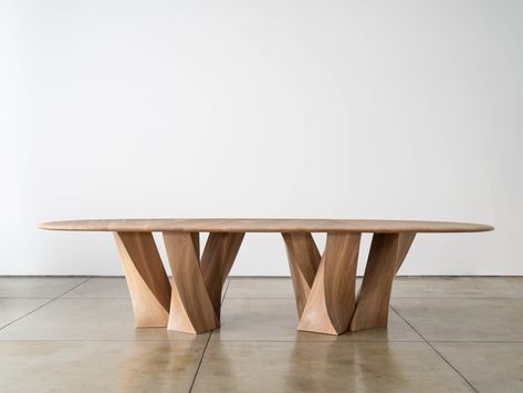 GAL GAON - Collection-All - Hostler Burrows Sculptural Table, Type Of Wood, Long Desk, Artisanal Design, Light Panels, Viewing Room, Design Department, Long Table, Furniture Designer