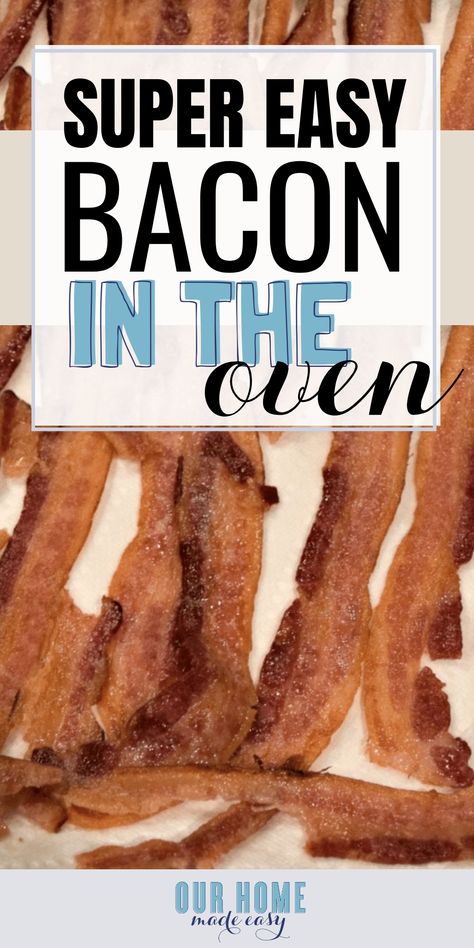 Making bacon is super easy! Here is how to cook bacon in the oven with virtually no prep. Simply pop everything into the oven and enjoy! #breakfast #bacon #ourhomemadeeasy Baked Bacon In The Oven, Bacon Breakfast Ideas, Toast Ideas Breakfast, Breakfast Toast Recipes, Coffee Overnight Oats, Oven Bacon, Recipes Quiche, Making Bacon, Toast Recipe Breakfast