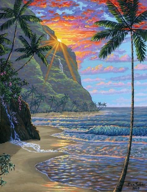 Cute Summer Wallpapers, Hawaiian Art, Arte Van Gogh, Canvas For Beginners, Sunset Painting, Beginner Painting, Art Collage Wall, Ethereal Art, Summer Wallpaper