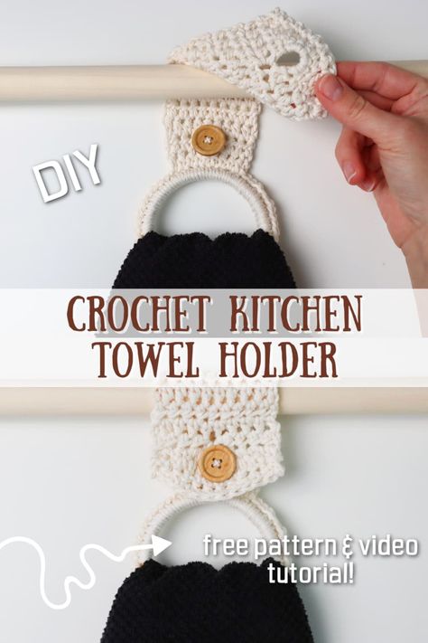 Crochet Kitchen Towel Holders Free Pattern, Knitted Kitchen Towel Holders, Easy Crochet Towel Holder Free Pattern, Crochet Kitchen Towel Holder Pattern Free, Crochet Dish Towel Holder Pattern Free, Crochet Tea Towel Holder, Crochet Hand Towel Holder, Crochet Towel Ring Holder Free Pattern, Crochet For Kitchen