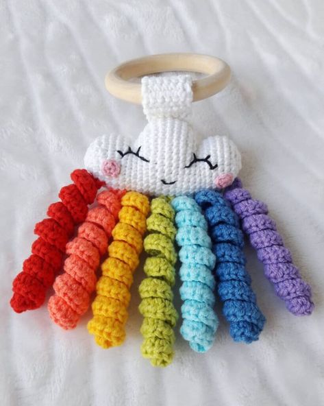 Cloud Crochet Pattern, Cloud Crochet, Amigurumi Rainbow, Crochet Baby Projects, Crochet Nursery Decor, Crochet Ghost, Bear Crochet Pattern, Crochet Nursery, Crochet Mobile