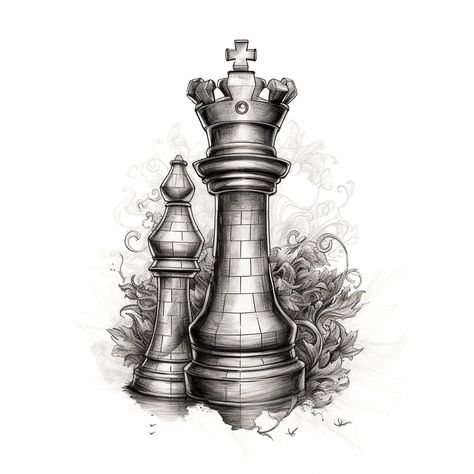 Chess King Drawing, King Chess Piece Drawing, Chess Tattoo Design, Tattoo Chess, Chess Piece Tattoo, Chess Tattoo, King Chess, Chess Shirts, King Drawing