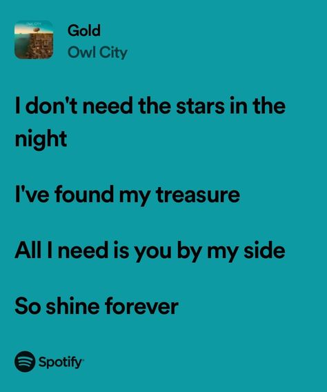 Gold - Owl City Owl City Lyrics, My Love Song, Adam Young, Cute Song Lyrics, Owl City, Love Songs Lyrics, All Songs, Cute Songs, Just Lyrics