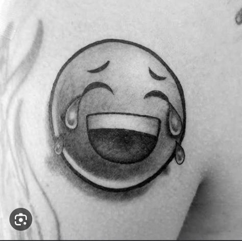 Ktm Tattoo, Men Laughing, Laughing Emoticon, Smiley Tattoo, Emoji Tattoo, Herren Hand Tattoos, Joker Tattoo Design, Smile Tattoo, Bug Tattoo