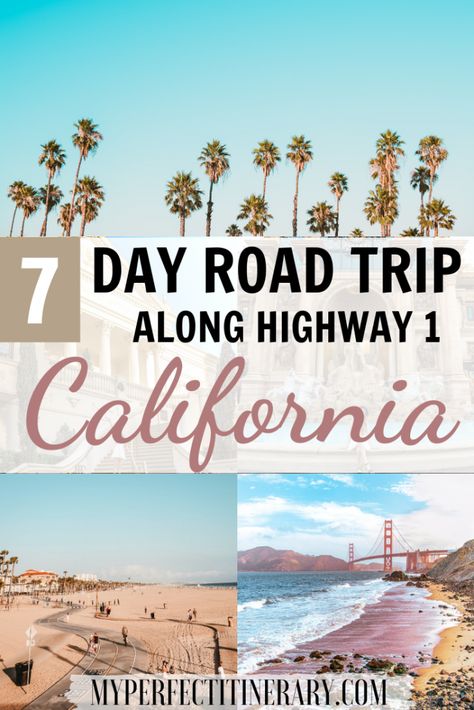 California Itinerary 1 Week, Pch Road Trip, California Road Trip Itinerary, California Coast Road Trip, California Road Trip, California Travel Guide, Visit Usa, Highway 1, Us Road Trip