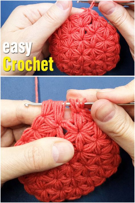 Jasmine Star Stitch Crochet, Jasmine Crochet Stitch Free Pattern, Puff Star Crochet Pattern, Jasmine Stitch In Round, Crochet Jasmine Stitch In The Round, Jasmine Crochet Stitch, Jasmine Stitch Crochet, Jasmine Crochet, Angels Crochet