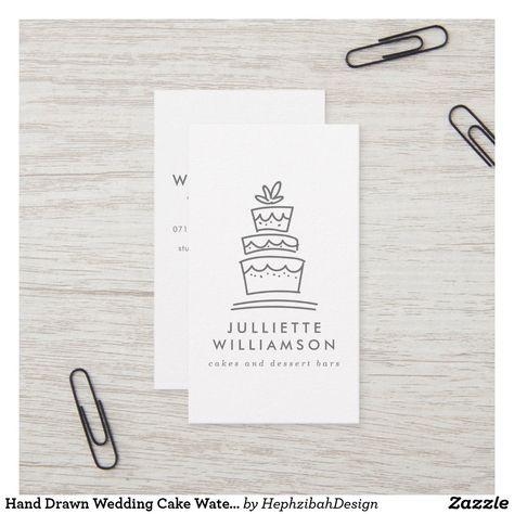 Wedding Cake Easy, Wedding Cake Watercolor, Cake Watercolor, Wedding Cake Cards, Watercolor Business, Chocolate Logo, Bakery Business Cards, Watercolor Business Cards, Cake Drawing