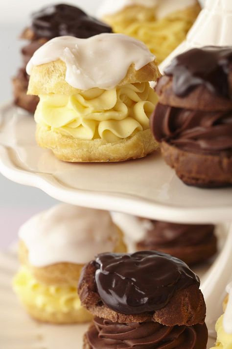 Vanilla Cream Puffs - Life:Beautiful Cream Puffs Filling, Cream Puff Dough, Vanilla Cream Puffs, Cream Puffs Recipe, Whipped Cream Filling, Cream Puff Filling, Puff Pastry Recipes Dessert, Pastries Recipes Dessert, Cream Puff Recipe