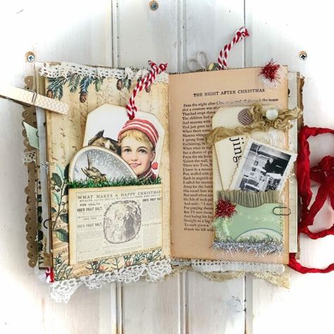 Vintage Christmas Junk Journal Ideas, December Daily Junk Journal, Victorian Junk Journal Page Ideas, Christmas Junk Journal Embellishments, Vintage Christmas Junk Journal, Christmas Junk Journal Cover Ideas, Junk Journal Christmas Ideas, Christmas Junk Journal Page Ideas, Christmas Junk Journal Ideas